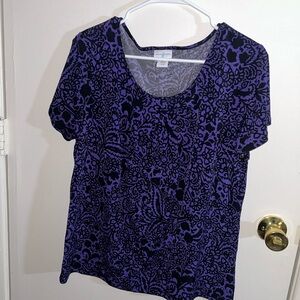 Jaclyn Smith Purple Patterned Blouse L/Large Top